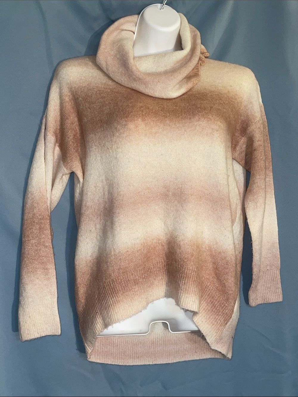 Badgley Mischka Ombre Cowl Neck Sweater - Cream & Brown